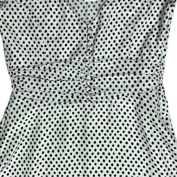 HEARTLOOM Black/White Polka Dot Dress sz S Fit & Flare V-neck Lined Short - Picture 8 of 10
